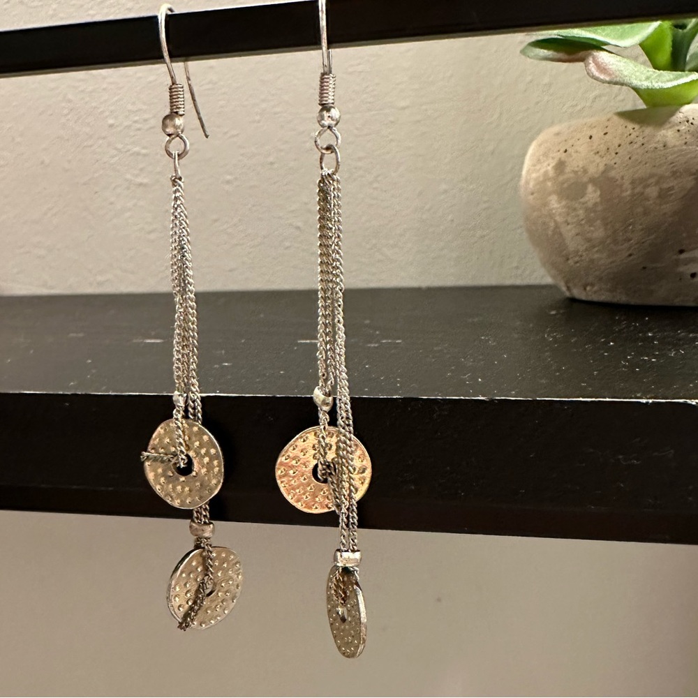 Simple silver and gold drop earrings